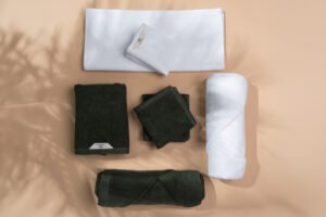 DSCF3112 copy Bath Linen Set - 2x (White and Green Colour)