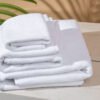 Bath Linen Set - 2x (White and Green Colour)