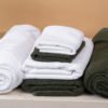 Bath Linen Set - 2x (White and Green Colour)